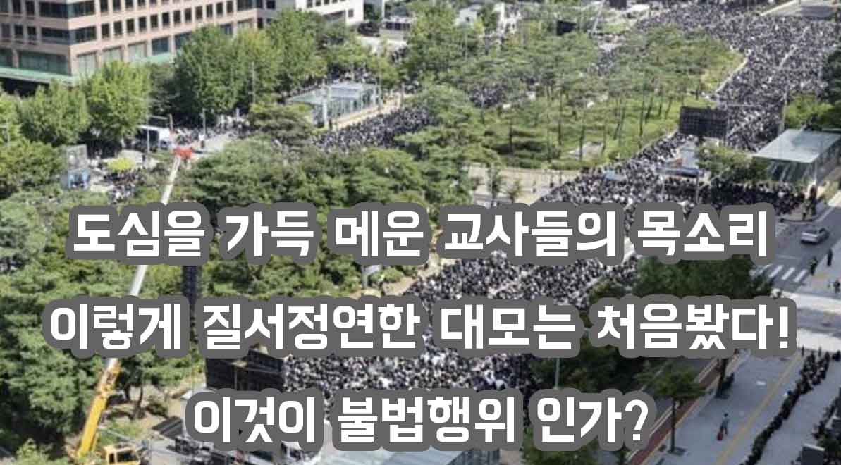 여의도 앞 교사 집회, 도심을 가득 메운 교사들의 목소리 이렇게 질서정연한 대모는 처음봤다! 이것이 불법행위 인가?
